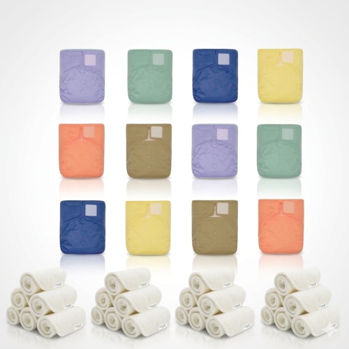 12 One Size Heavy Duty HD2 Pocket Cloth Diapers + 24 Diaper Inserts