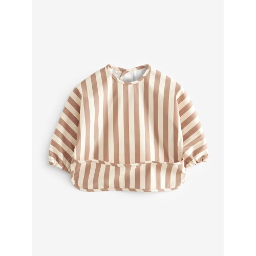 Neutral Stripe Weaning And Feeding Sleeved Bib