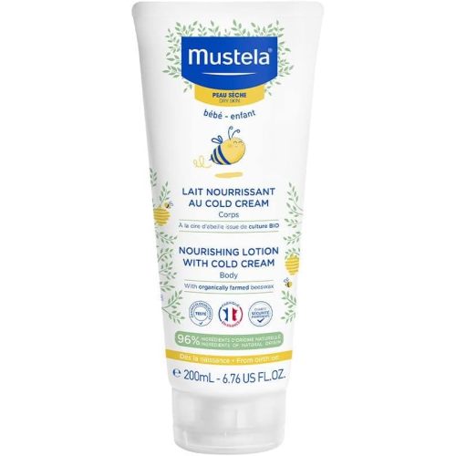 Mustela Baby Nourishing Lotion – Daily Body Lotion for Dry Skin - with Natural Avocado, Cold Cream & Beeswax - 6.76 fl. oz. - Packaging may vary