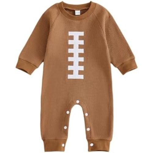 SAYOO Infant Baby Boy Football Outfit Rugby Print Funny Sweatshirt Romper Playsuit Football Season Cotton One-piece Jumpsuit