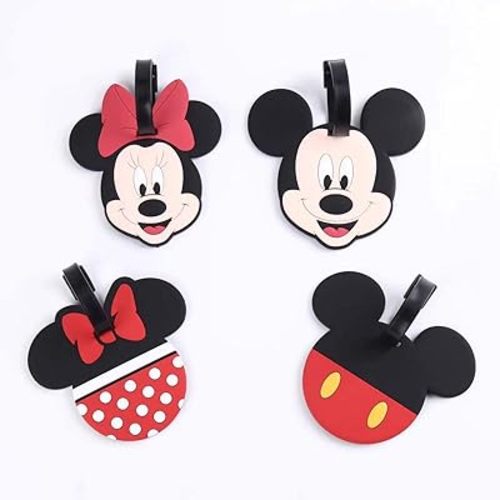 4 Pack Cute Silicone Luggage Tags, Bag Tag Travel ID Labels Tag for Baggage Suitcases Bags