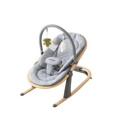 Swegrow 2-in-1 Baby Bouncer, Portable Newborn Bouncer Seat with 3 Adjustable Heights, Rocker and Stationary Options, Infant Rocker Chair with Hanging Toys (Gray)