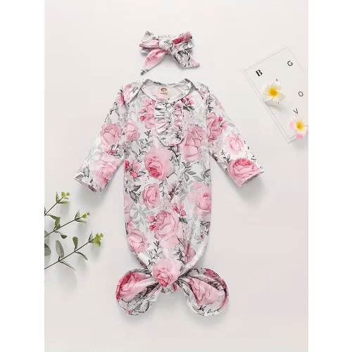 newborns flower pattern comfy knotted outdoor onesie baby - Temu