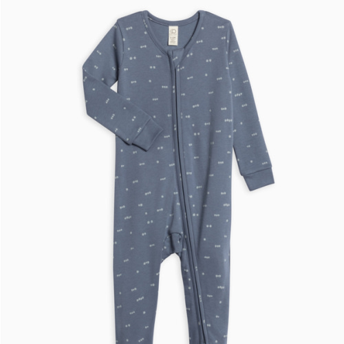 Peyton Zipper Sleeper | 6-12M | Tridot / Denim + Mist