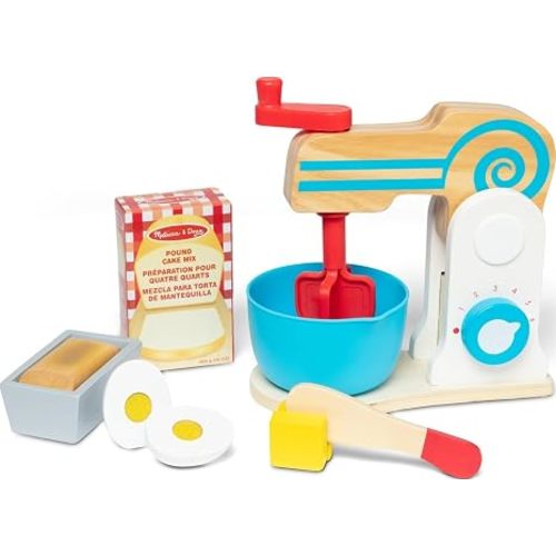 Melissa & Doug Wooden Make-a-Cake Mixer Pretend Play Baking Set