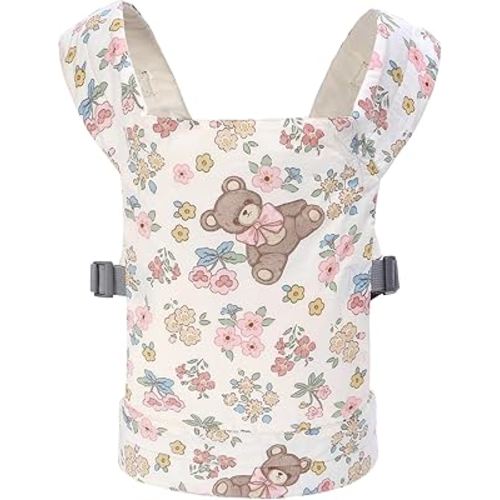 Baby Doll Carrier Front and Back Baby Doll Accessories Backpack Kid Toddlers Play Toy Baby Carriers for Babydoll Pretend with Adjustable Straps for Little Girls (Bear)