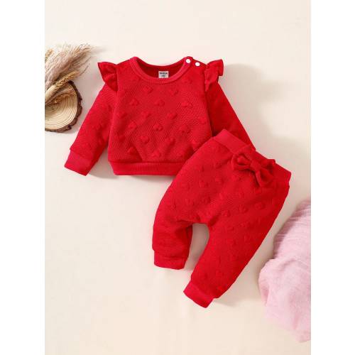 SHEIN Playful Pals Baby Girls Casual Long Sleeve Top And Pants Set, Autumn/Winter