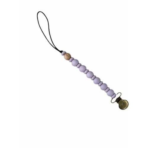 Grande Eden Pacifier & Toy Clip, Lavender Fog - Three Hearts | Maisonette