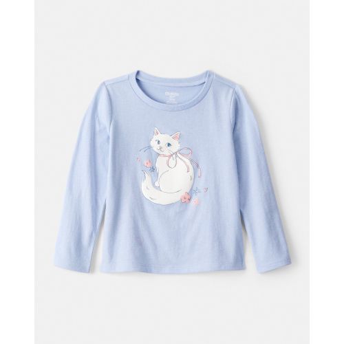Toddler Girl Cat Long-Sleeve Graphic Tee - Blue (4T)