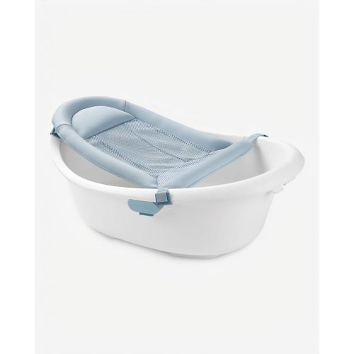 Skip Hop Baby Bath Tub 4-in-1 Grow with Baby Infant to Toddler Bathtub with Supportive Sling and Sit-Up Support Wave Age 0m+