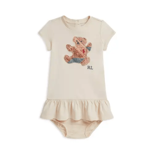 Girls' Patchwork Bear Cotton Dress & Bloomer Set - 6M