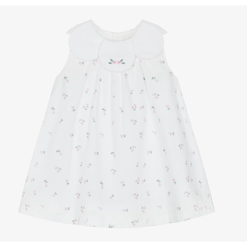 Pureté Du... Bébé - Girls White Floral Dress with Petal Collar | Childrensalon