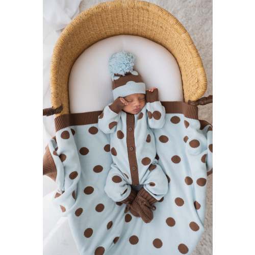 Knit Classic Romper | Blue Choc Polka – Little and Fern