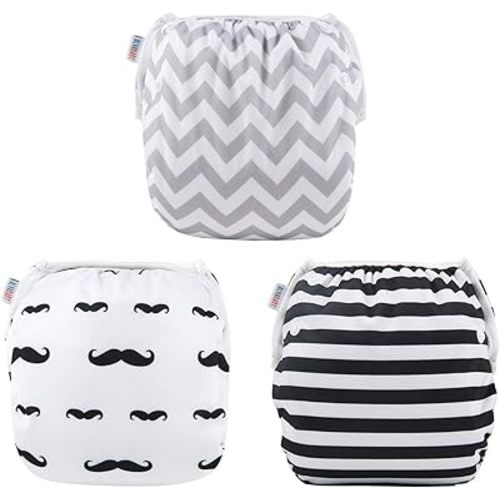 Alva Baby Swim Diapers 3pcs Reuseable Washable & Adjustable for Swimming Lesson & 0-2 Years Baby Boy Girl 3SWY01