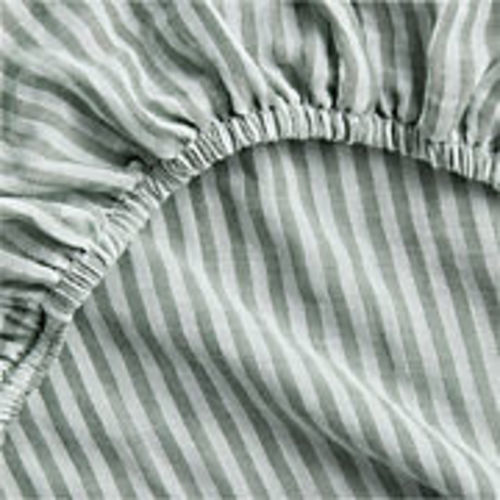 Supersoft Striped Pine Green Organic Cotton Gauze Baby Crib Fitted Sheet + Reviews | Crate & Kids