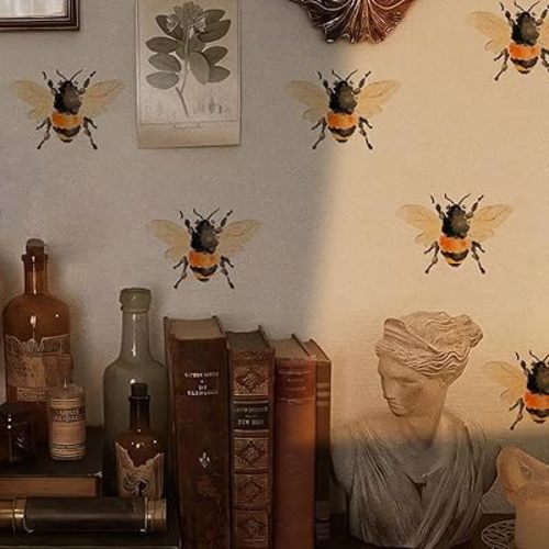 Vintage British Wall Stickers Nursery Honeybee Illustration Wall Decals Bedroom Removable Art DIY Decor PVC 4 Sheets