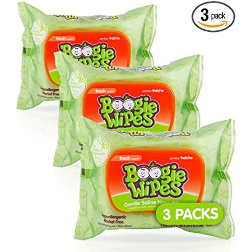 Boogie Wipes Gentle Wet Wipes for Baby and Kids, Face, Hand, Body & Nose, HSA/FSA Eligible, Made with Vitamin E, Aloe, Chamomile and Natural Saline, Fresh Scent, 30 Count, Pack of 3