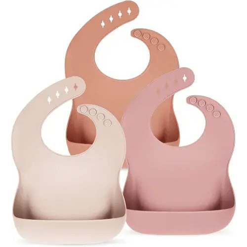 Eascrozn Silicone Bibs for Babies Toddler Set of 3, BPA Free, Soft Adjustable Waterproof Bibs for Feeding Essentials