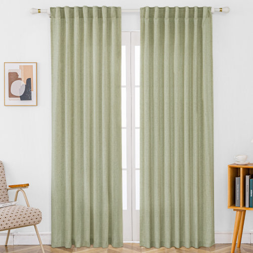 Gracie Oaks Toyoko Semi-Sheer Linen Blend Curtain Set & Reviews | Birch Lane