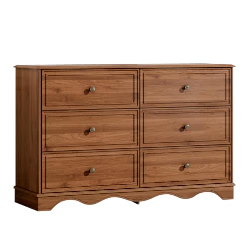 Chrangmay Modern Chest of Drawers with 6 Drawers,Deep Drawers,Clothes Organizer,Large Storage Cabinet for Living Room, Bedroom,Hallway,with Anti-Tipping Device, Mocha