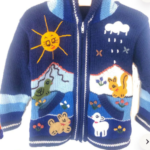Kids Sweater Cardigan with Embroidered Details , Hooded Jacket, Girl Boy Sweater, Jumper, Handmade, Babyshower Gift, Newborn Gift