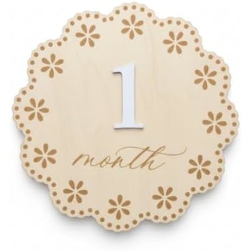 Baby's Monthly Milestone Marker 1-12 Month Milestone Marker, Double-Sided Wooden Milestone Marker, Newborn Photography Accessories, Wooden 3D Milestone Cards for Photos, Nursery Room Decoration (QR4)