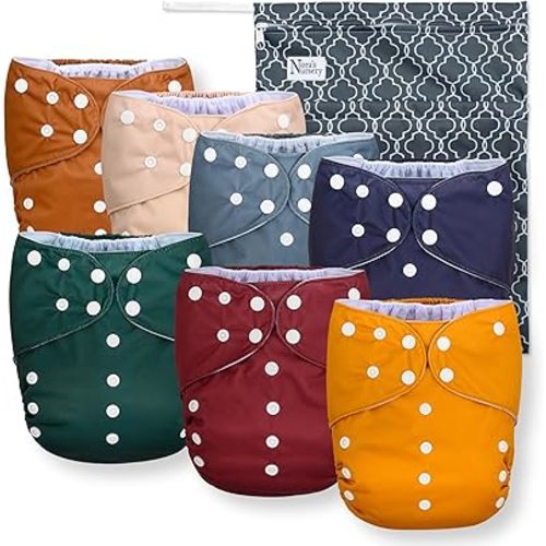 Nora's Nursery Large Pocket Cloth Diapers | 7 Pack | Waterproof, Washable