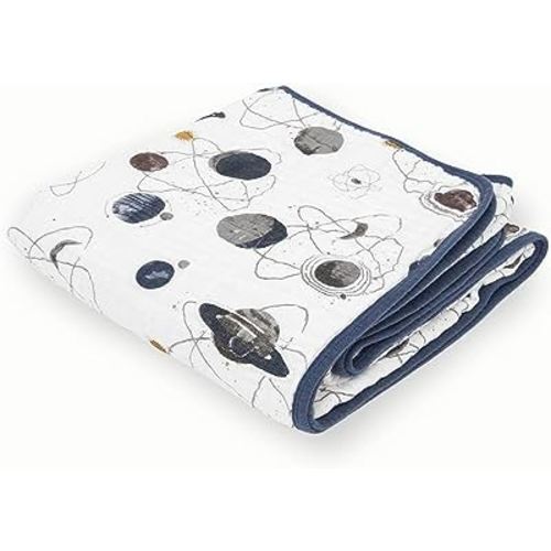 Little Unicorn – Planetary Cotton Muslin Quilt Blanket | 100% Cotton | Super Soft | Babies and Toddlers | Large 47” x 47” | Machine Washable
