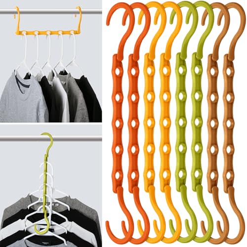 Mr. Pen- Space Saving Hangers for Clothes, 8 pcs, Autumn Colors, Plastic Multi Clothes Hangers Space Saving, 5 Slots, 360° Rotating Hooks
