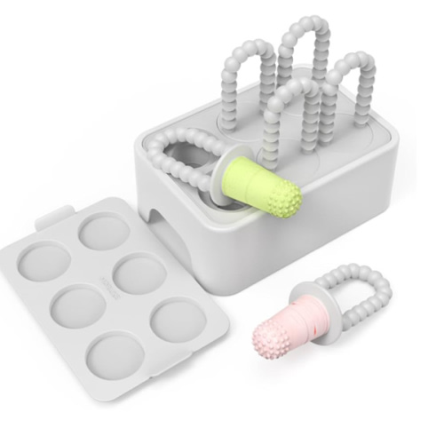 Morlike Baby Tiny Pops, 100% Silicone Popsicle Mold for Infants 4 Months +, Breastmilk Ice Pop Molds Teethers for Teething Relief, Baby Essentials, BPA Free & Dishwasher Safe (Grey)