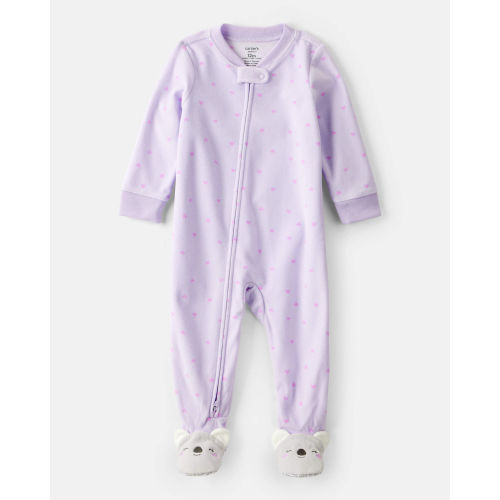 Baby Girl Koala & Heart Loose Fit 1-Piece Pajamas - Purple - Carter's | Carter's