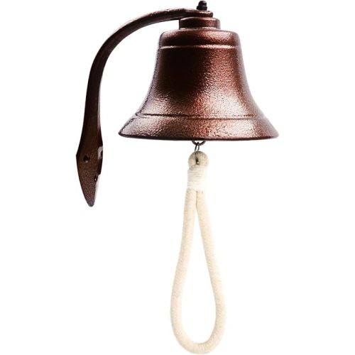 Hanging Bell Dinner Bell Outdoor Bell Bracket Mount Wall Bell Indoor Rope Bell Ship/Boat/Nautical/Door/School/Reception/Home/Church Bell (Pro-Copper)