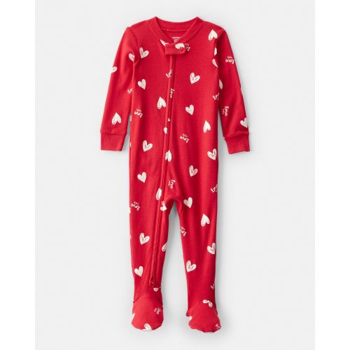 Baby Valentine's Day Heart 100% Cotton Loose Fit 2-Way Zip Footie 1-Piece Pajamas - Red - Carter's | Carter's