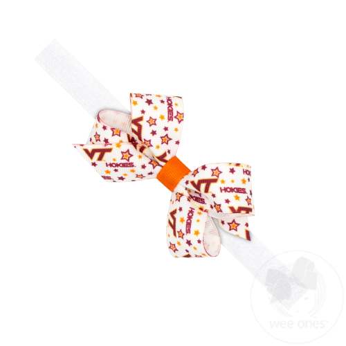 Mini Virginia Tech Logo Print Hair Bow on Baby Band - VIRGINIA TECH / ONE SIZE | Wee Ones Hair Bows & Accessories