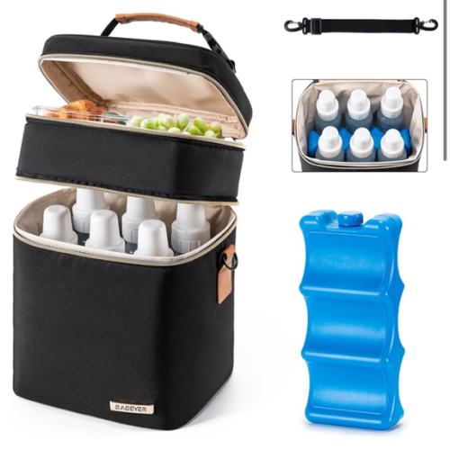 Breastmilk Cooler Bag with Ice Pack Fits 6 Baby Bottles Up to 9 Ounce
