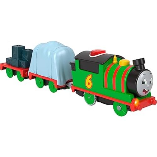 Thomas & Friends Motorized Toy Train Talking Percy Battery-Powered Engine with Sounds & Phrases for Pretend Play Preschool Kids Ages 3+ Years