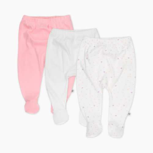 Honest Baby Clothing 3-Pack Organic Cotton Footed Harem Pants - Love Dot, 0-3 M