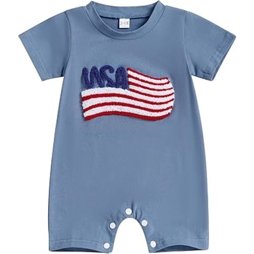 Usa Romper Short Sleeve Jumpsuit One Piece