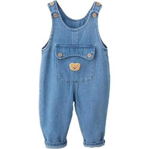 9-18 Months | SEAUR Baby Boy Girl Cotton Overalls Casual Button Bib Suspender Pants Cute Romper Loose Jumpsuit One Piece Basic Outfit