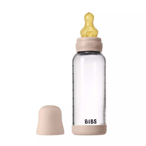 BIBS Glass Baby Bottle with Medium Flow Latex Nipple, 8 oz, Blush, 1 Each