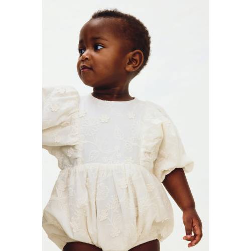 EYELET EMBROIDERED ROMPER SUIT