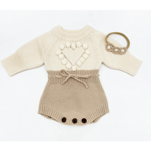 Cream Heart Romper Set