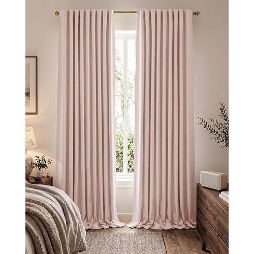 jinchan Cortinas opacas rosas de 108 pulgadas, bolsillo para cortinero, 2