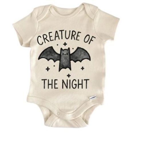 Night Creature Bat Halloween Newborn Baby Bodysuit Natural 0-3 Months
