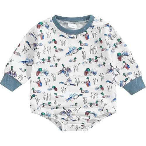 Biayxms Infant Baby Boy Girl Mallard Duck Romper Short Sleeve Animal Duck One Piece Bodysuit Tops Hunting Baby Clothes