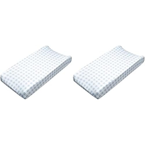 HonestBaby Boys Organic Cotton Changing Pad Cover, Blue Painted Buffalo Check, One Size (Pack of 2)