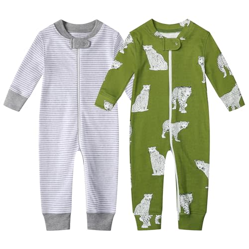 Owlivia Organic Cotton Baby Boy Girl Zip up Sleep 'N Play Pjs, Footless, Long Sleeve