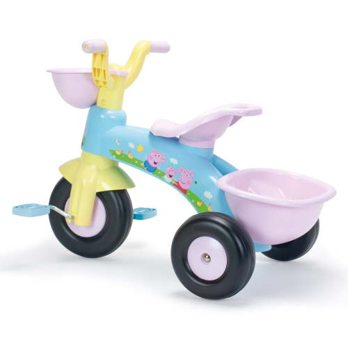Peppa Pig Toddler Tricycle with Front and Rear Baskets, First Ride-On Bike for Kids