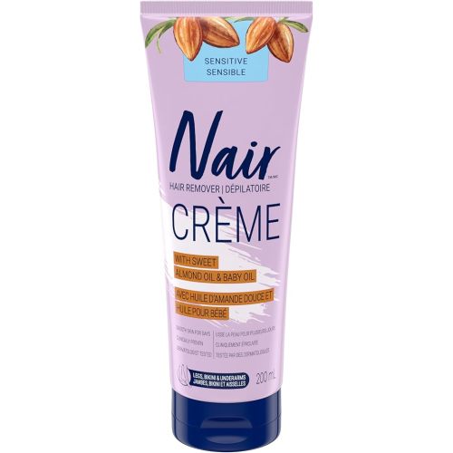 Nair Sensitive Formula Hair Removal Crème with Sweet Almond Oil and Baby Oil, 200-ml