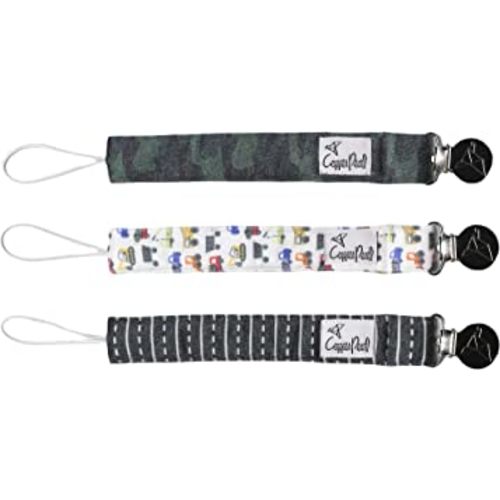 Copper Pearl Pacifier Clip 3-Pack: Premium Knit Binky Clips for Baby Girls and Boys - Stylish Stainless Steel Pacifier Holder Clip - Baby Pacifier Clips for No More Floor Drops - Diesel